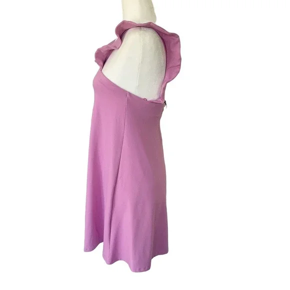 Susana Monaco Ruffle V Strap Dress Womens XS Pansy Pink Fit Flare Swing NWT - Picture 4 of 8
